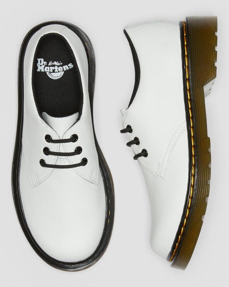 White Kids' Dr Martens Junior 1461 Leather Lace Up Shoes | CA 725HAP